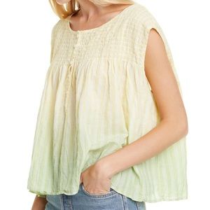 Free People New Little Bit of Something smocked Ombre Blouse